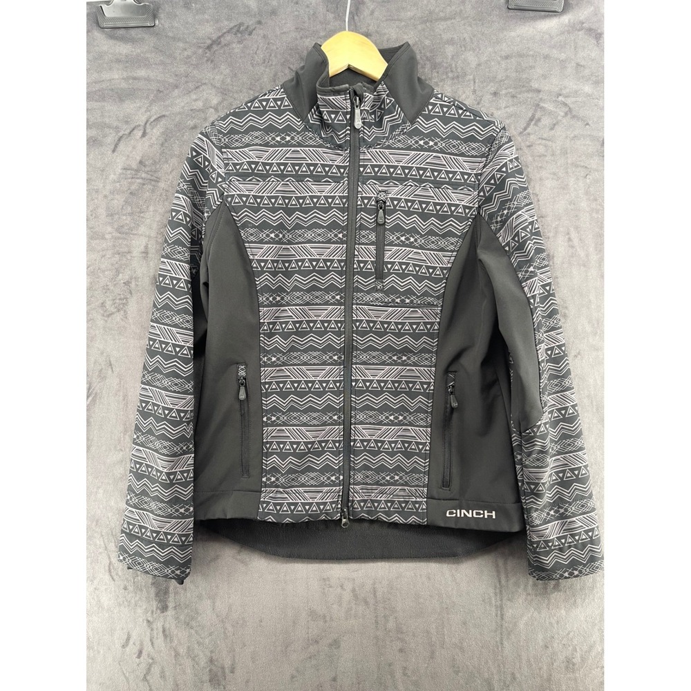 Cinch Womens Small Grey Geometric Softshell Jacket MAJ9830001 Western Coat